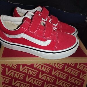 Vans Red and White Kids Sneakers